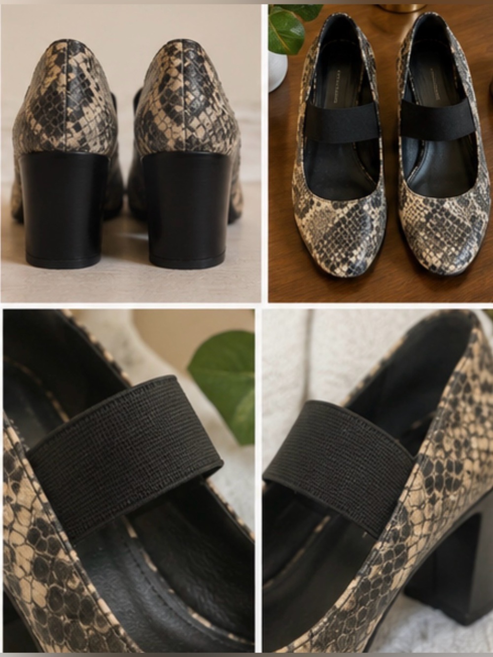 Shoe Dazzle Snakeskin Mary Jane Chunky Heel Pumps Size 7.5M - Picture 5 of 6